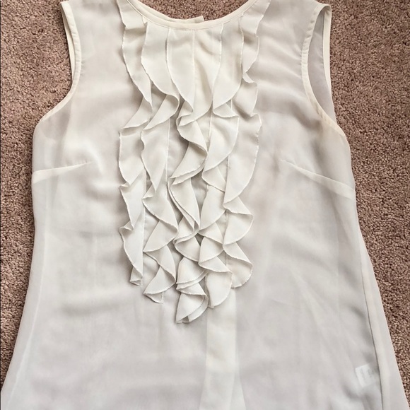 Topshop Tops - Topshop cream blouse w/ruffle detail, button back